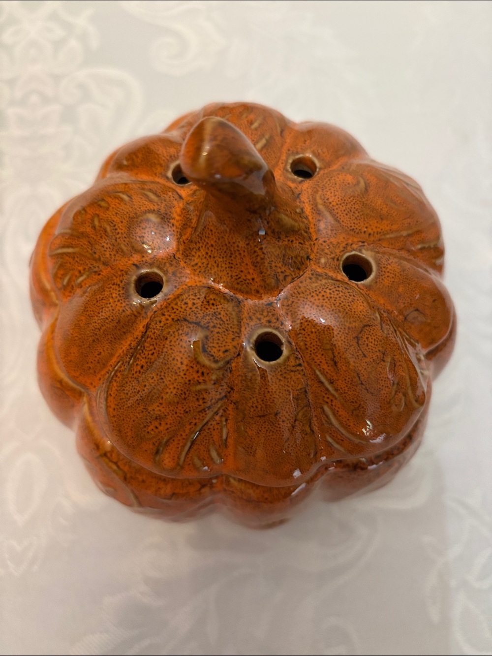 Ceramic Pumpkin Spice Jar - Orange